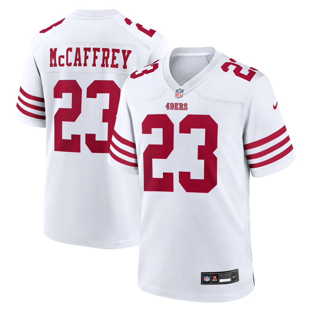 San Francisco 49ers Christian McCaffrey White Game Player Jersey