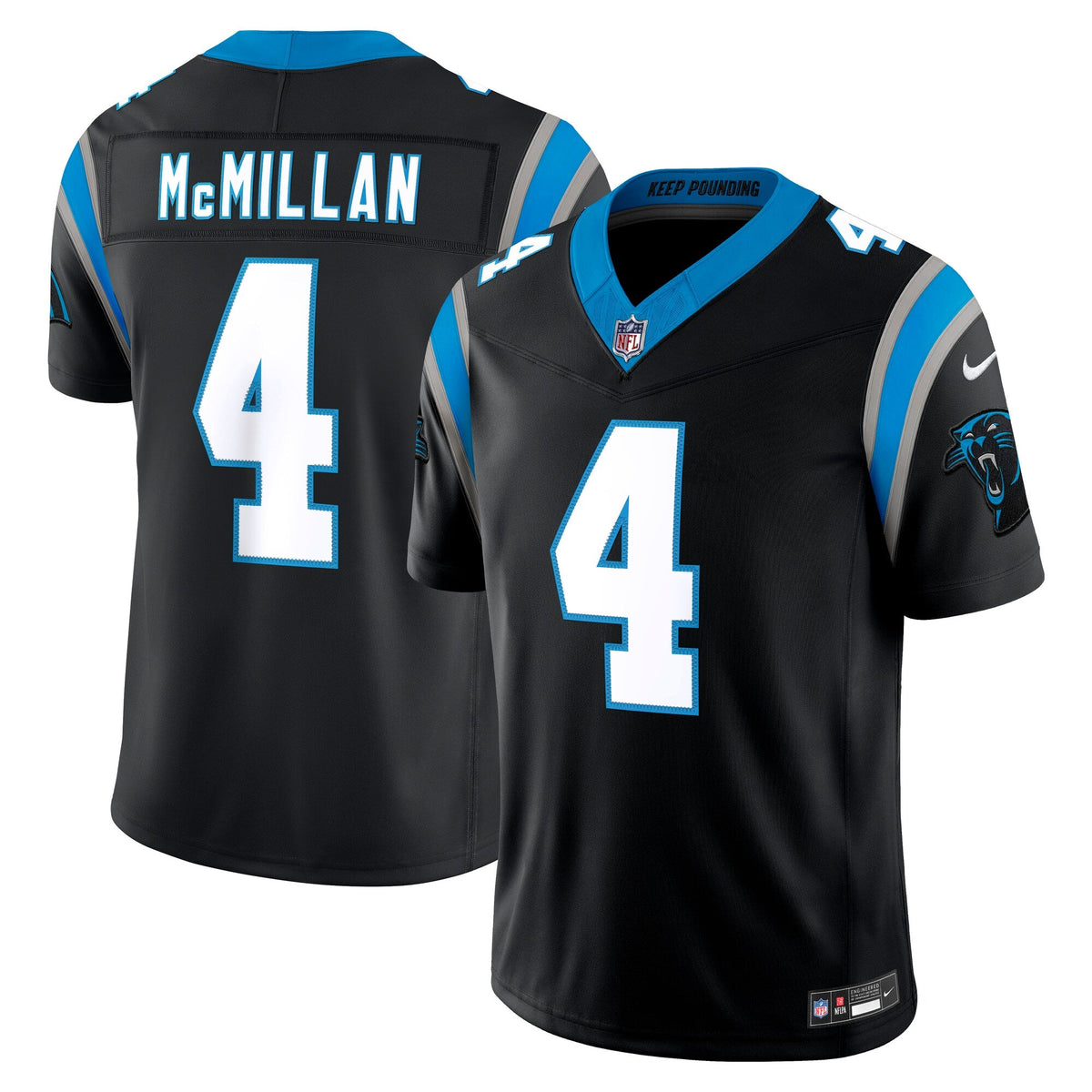 Carolina Panthers Tetairoa McMillan Black Team Vapor F.U.S.E. Stitched Limited Jersey