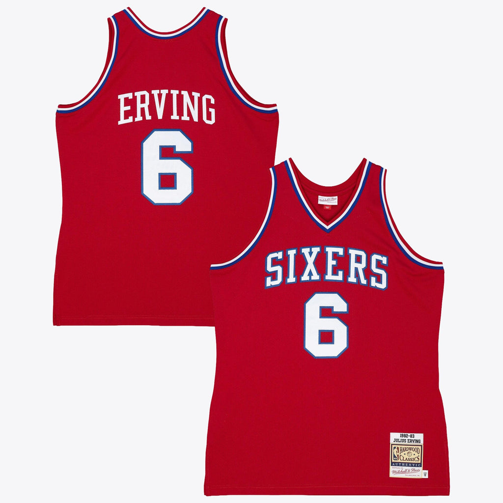 Philadelphia 76ers Julius Erving 82-83 Authentic Road Jersey - Scarlet