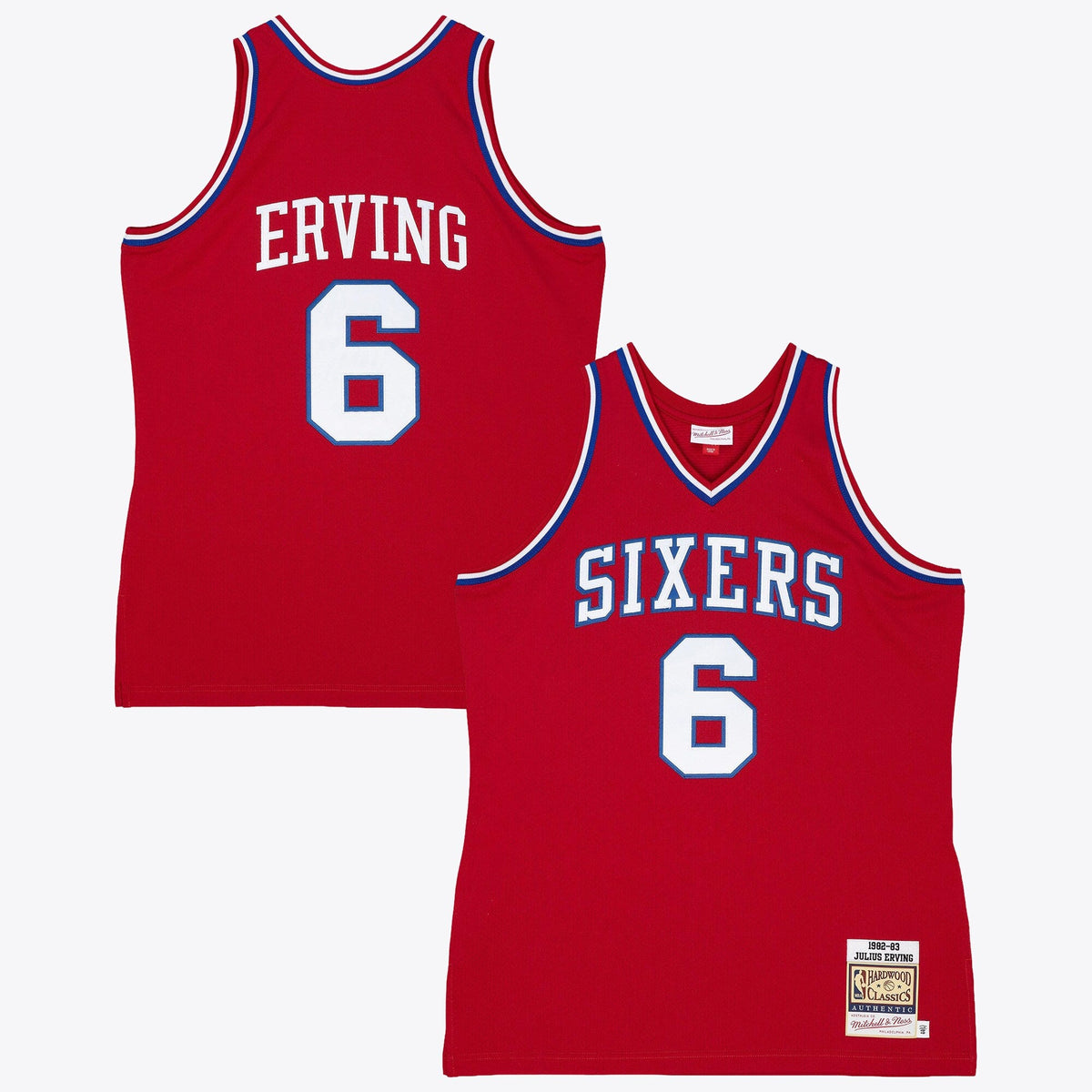 Philadelphia 76ers Julius Erving 82-83 Authentic Road Jersey - Scarlet