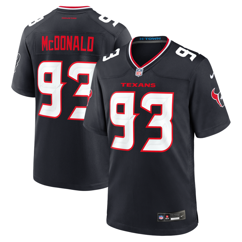 Houston Texans Kayden McDonald Navy Team Game Jersey
