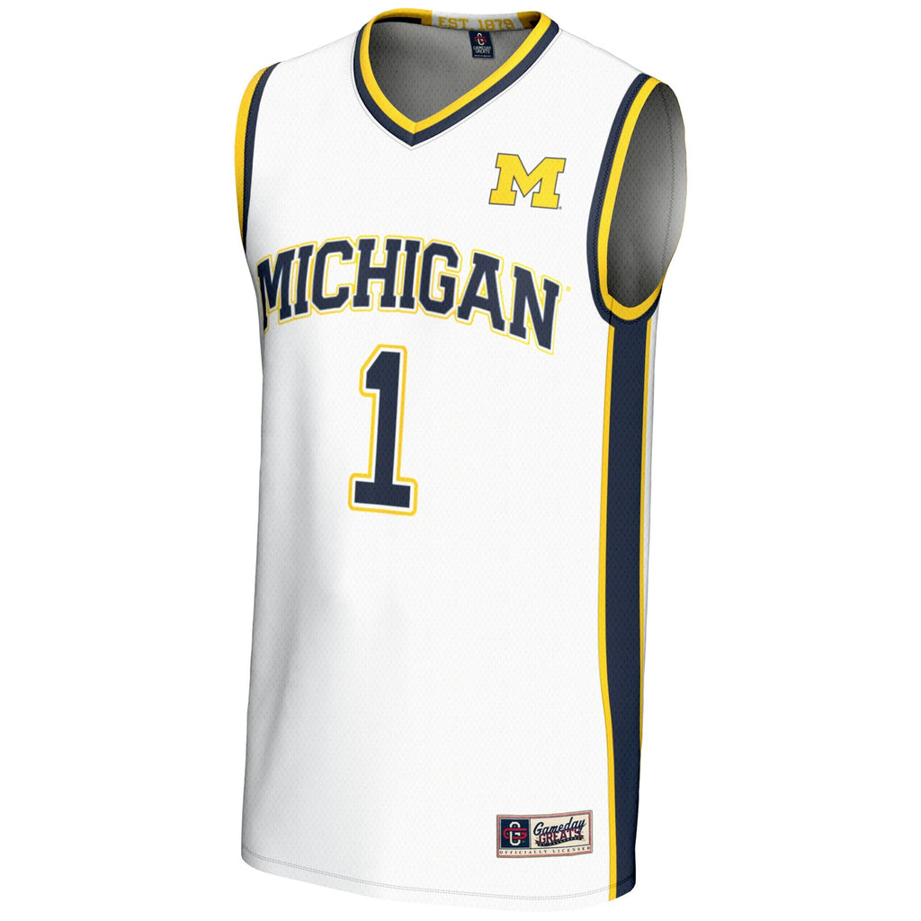 #1 Michigan Wolverines Lightweight Basketball Jersey - White