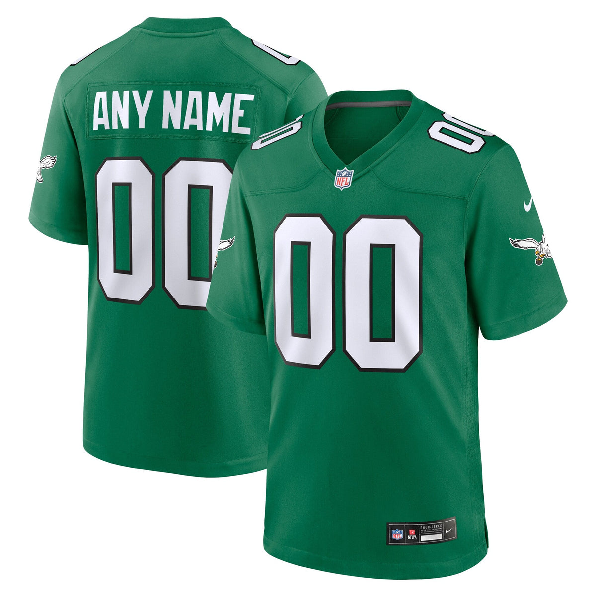 Philadelphia Eagles Kelly Green Alternate Custom Game Jersey