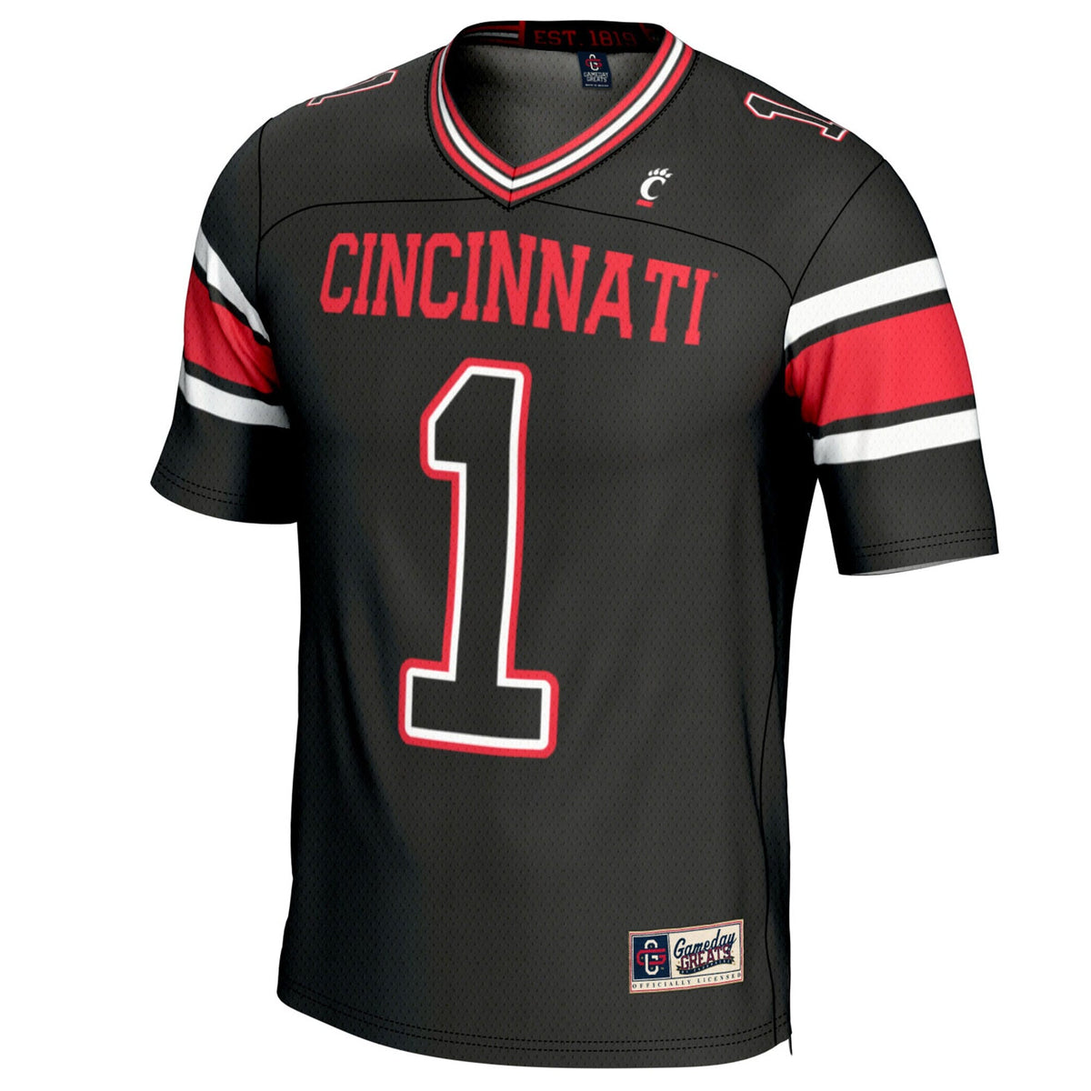 #1 Cincinnati Bearcats Lightweight Football Fashion Jersey - Black