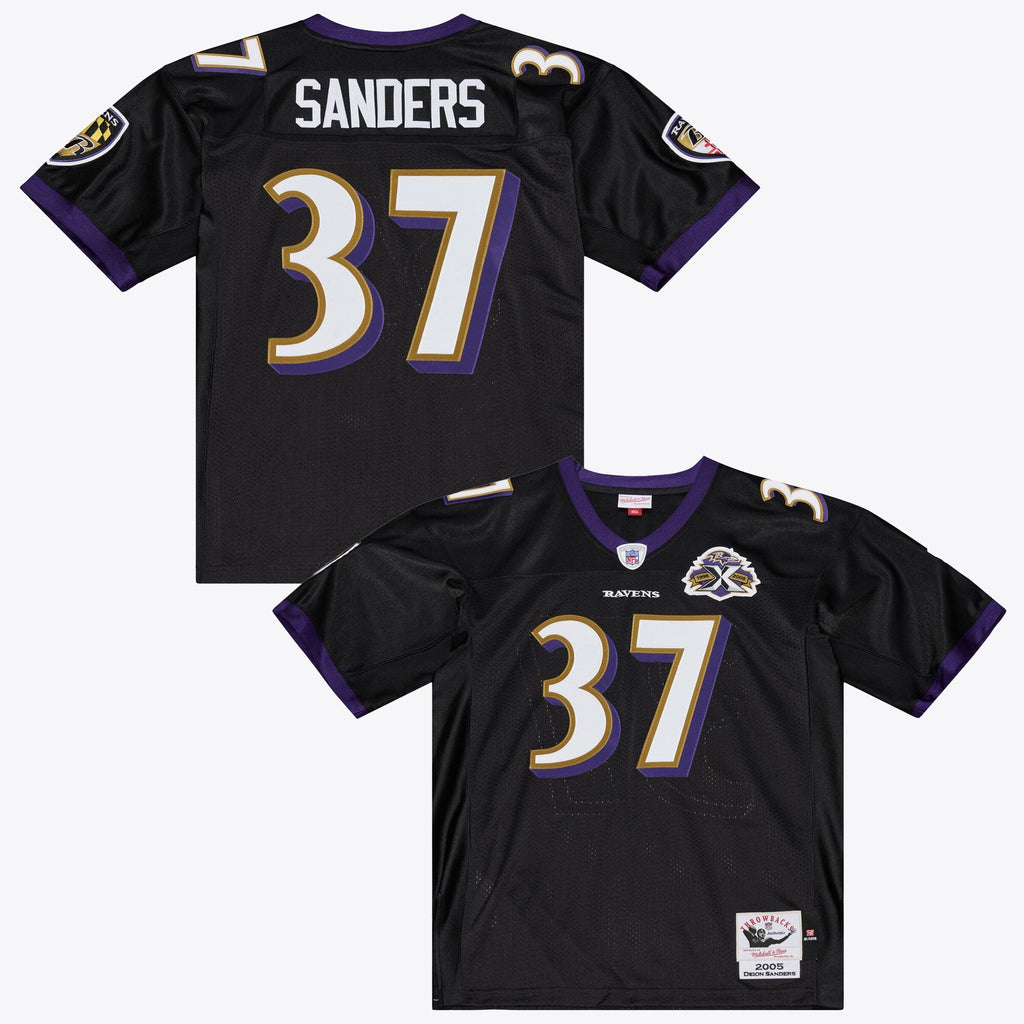 Baltimore Ravens Deion Sanders Black 2005 Authentic Throwback Jersey