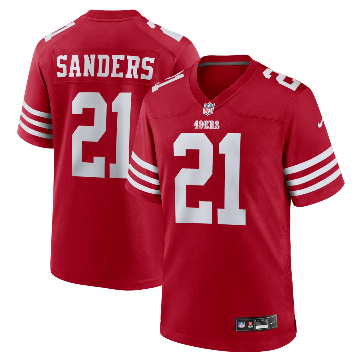 San Francisco 49ers Deion Sanders Scarlet Team Retired Player Game Jersey