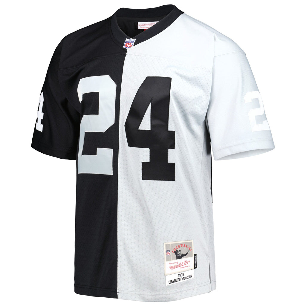 Las Vegas Raiders Charles Woodson Black/Silver 1998 Split Legacy Replica Jersey