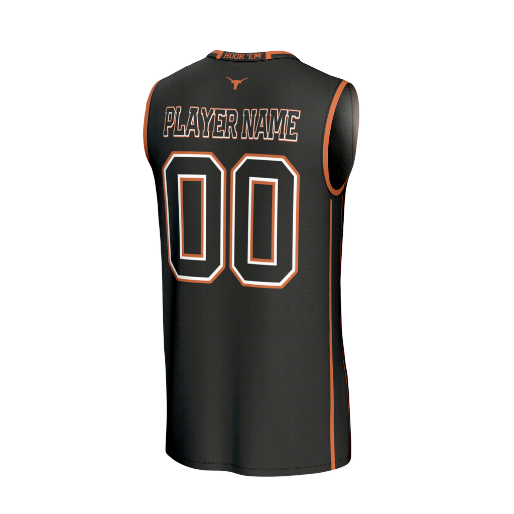 Texas Longhorns Lightweight Collegiate Basketball NIL Pick-A-Player Fashion Jersey - Black
