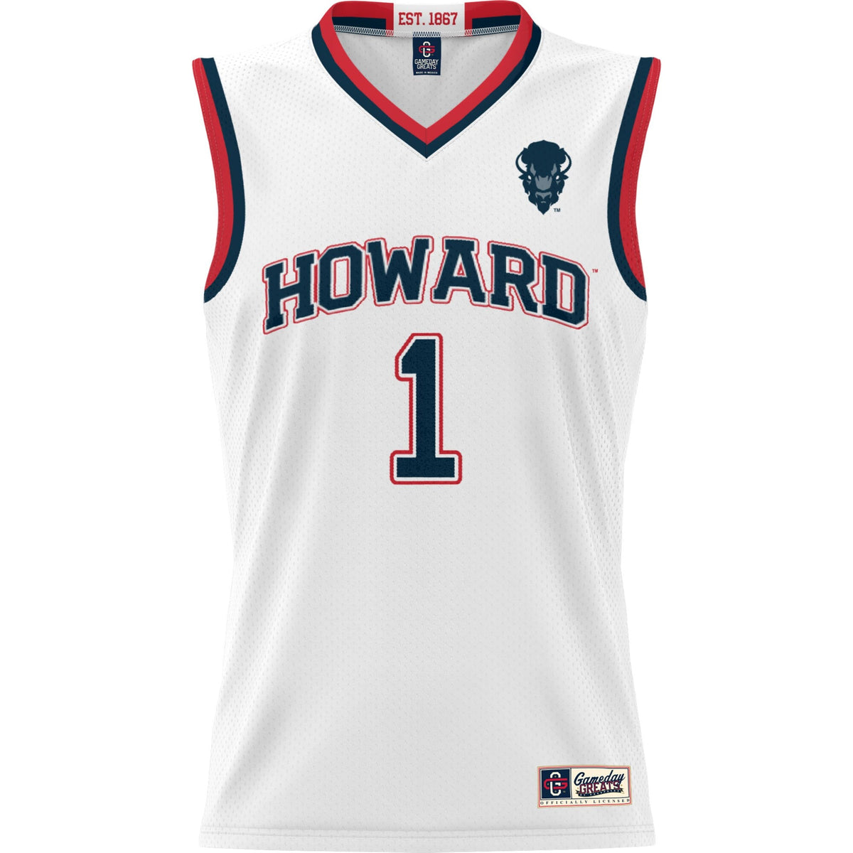 #1 Howard Bison Lightweight Basketball Jersey - White