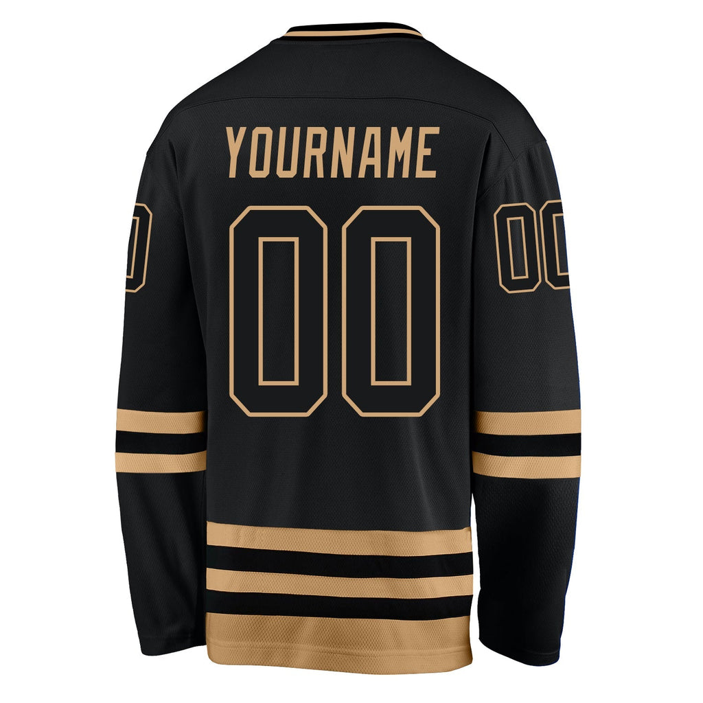 Custom Hockey Jersey - Black Black-Old Gold