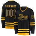 Custom Hockey Jersey - Black Black-Gold