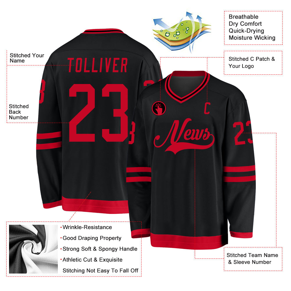 Custom Hockey Jersey - Black Red