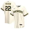 Milwaukee Brewers Christian Yelich Cream Home Replica Player Jersey