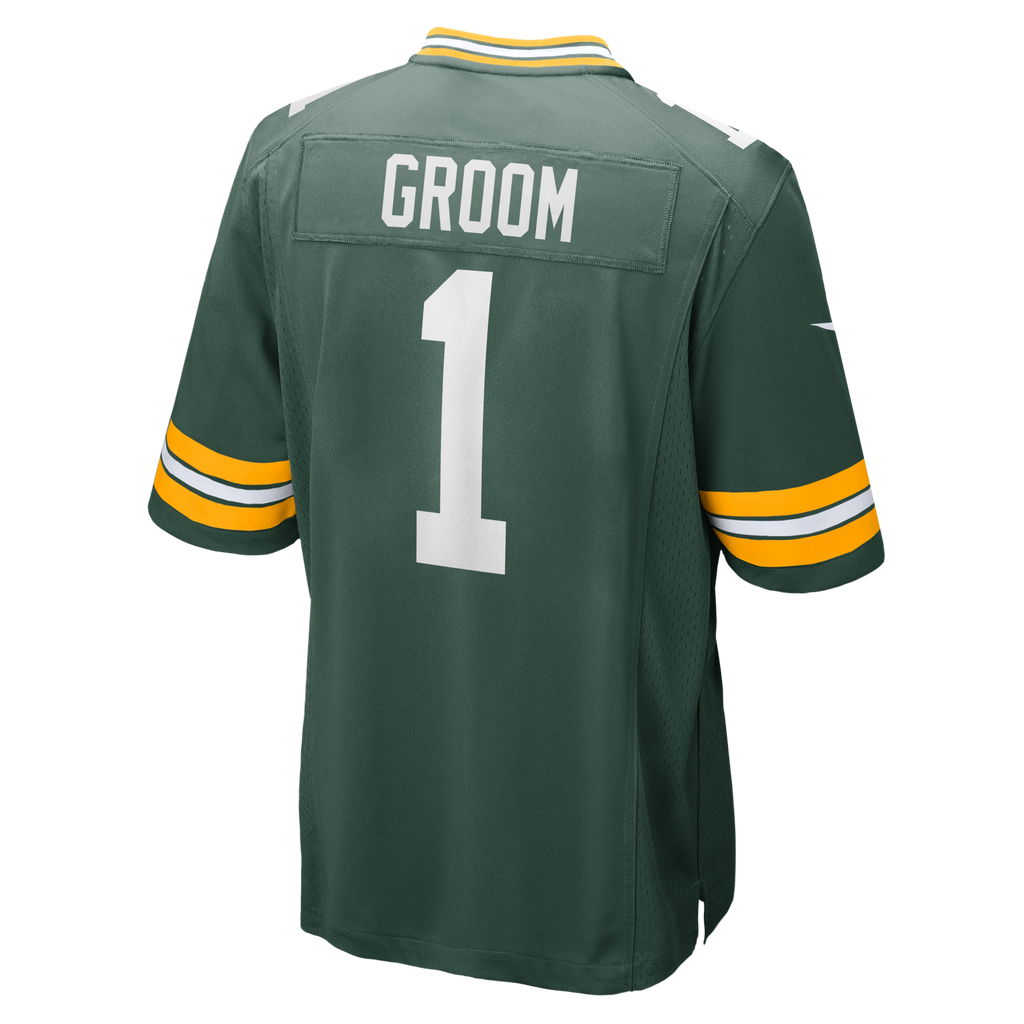Green Bay Packers Number 1 Groom Green Game Jersey