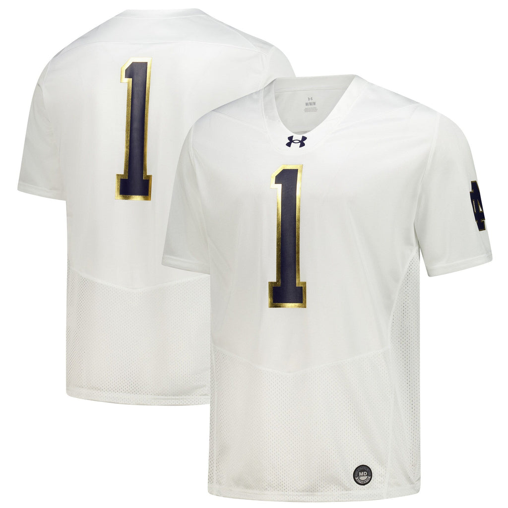 Notre Dame Fighting Irish #1 Replica Football Jersey - White