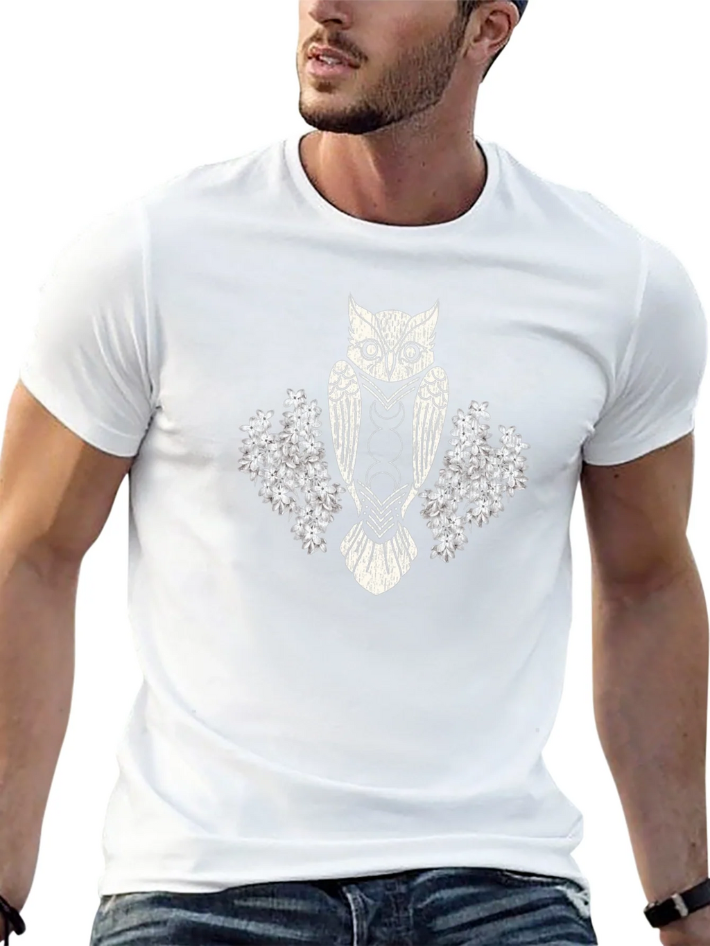 Mystic Owl Graphic Tee - Black Cotton Blend T-Shirt