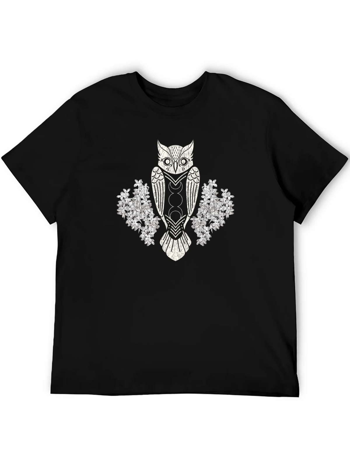 Mystic Owl Graphic Tee - Black Cotton Blend T-Shirt