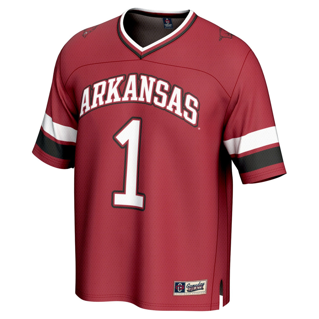 #1 Arkansas Razorbacks Lightweight Collegiate Football Fashion Jersey - Cardinal