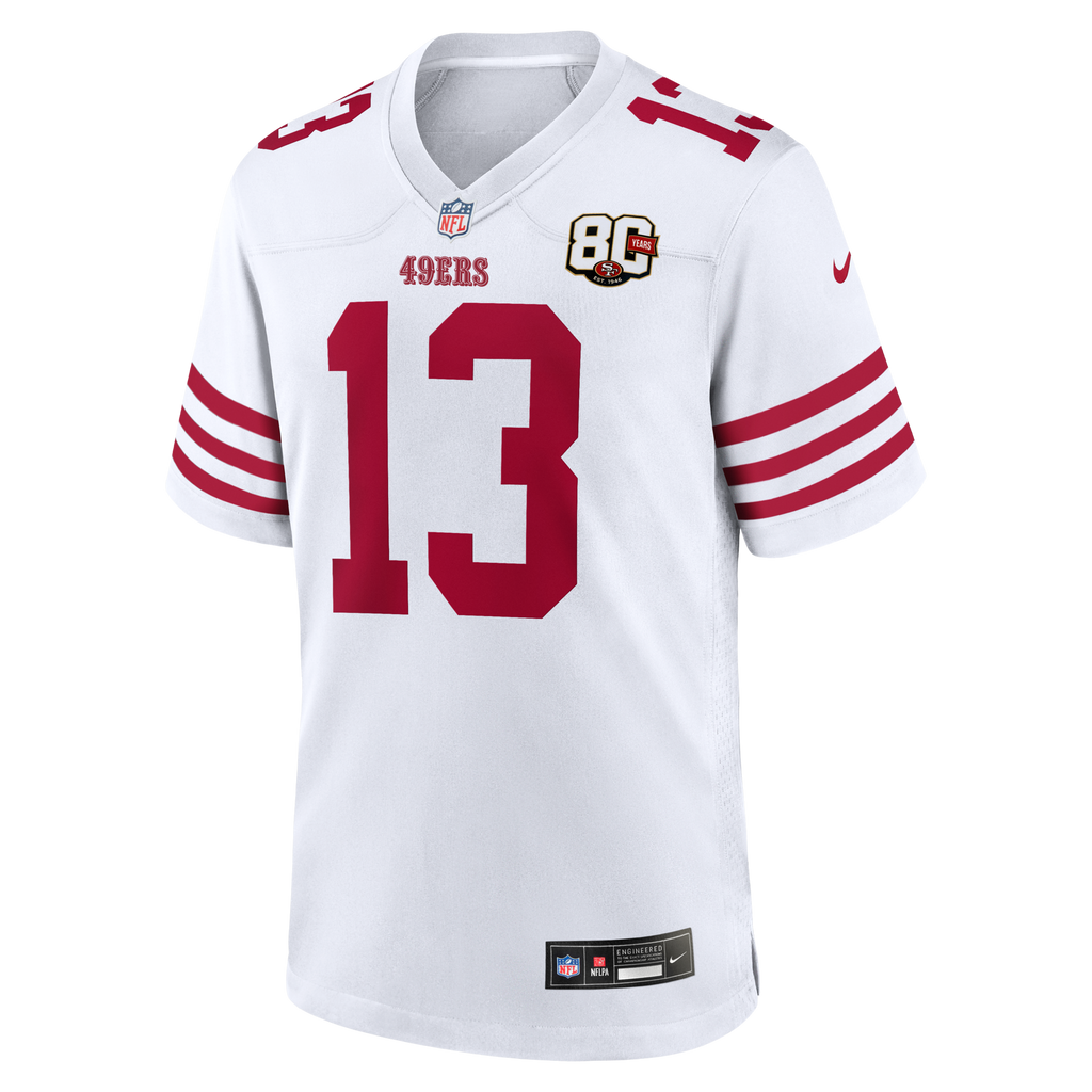 San Francisco 49ers Brock Purdy White 80th Anniversary Game Jersey