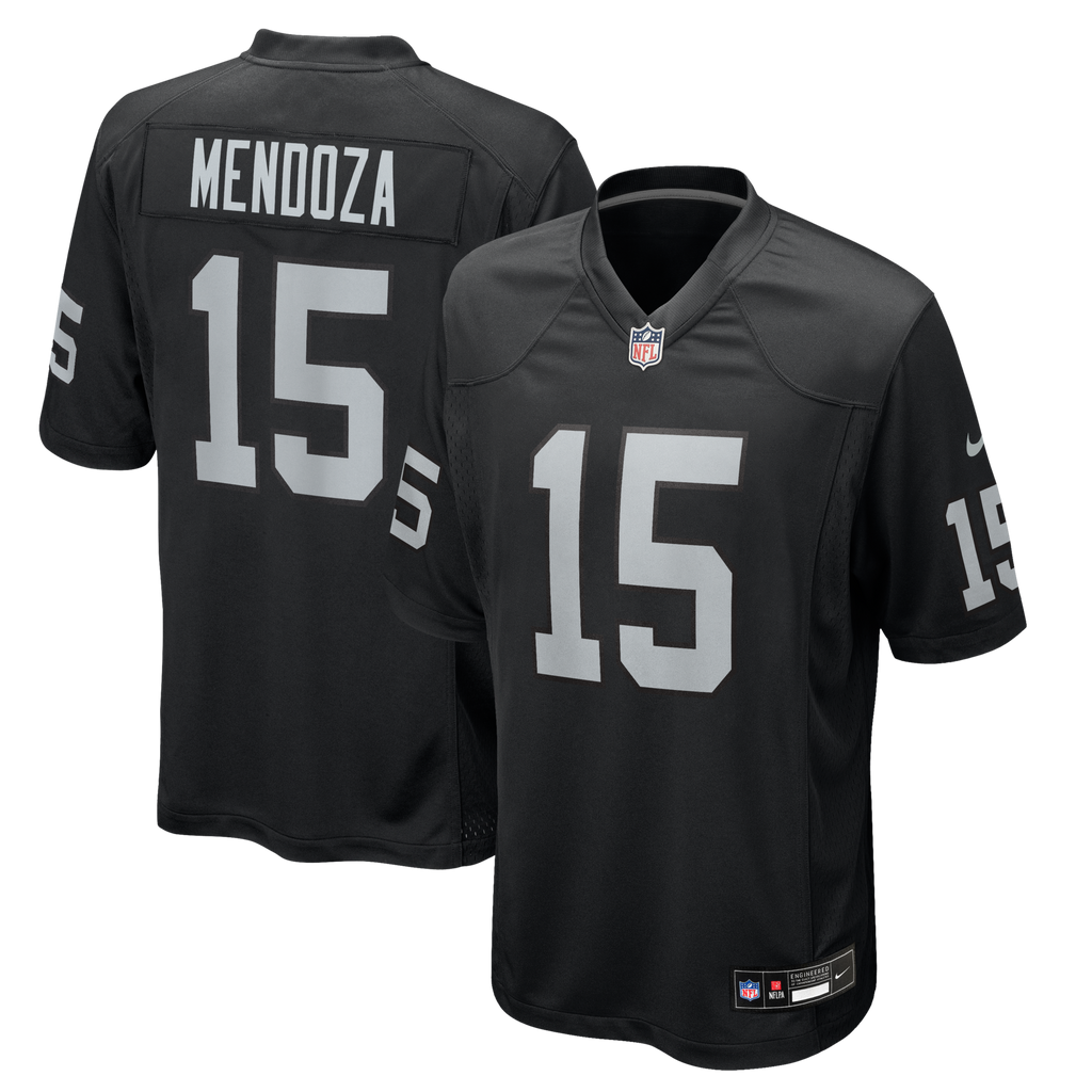 Las Vegas Raiders Fernando Mendoza Black 2026 NFL Draft First Round Pick No. 1 Team Game Jersey