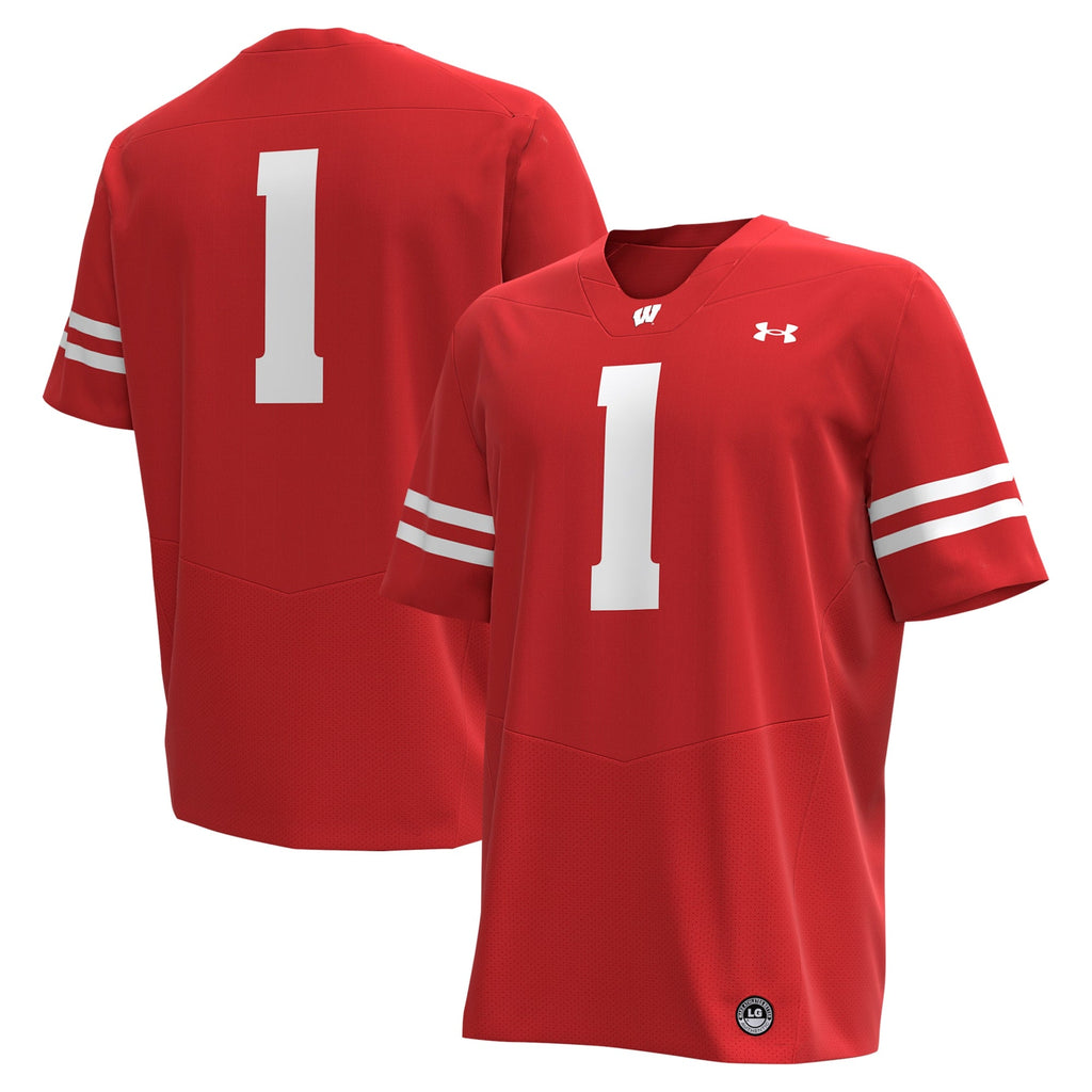 #1 Wisconsin Badgers Replica Football Jersey - Red