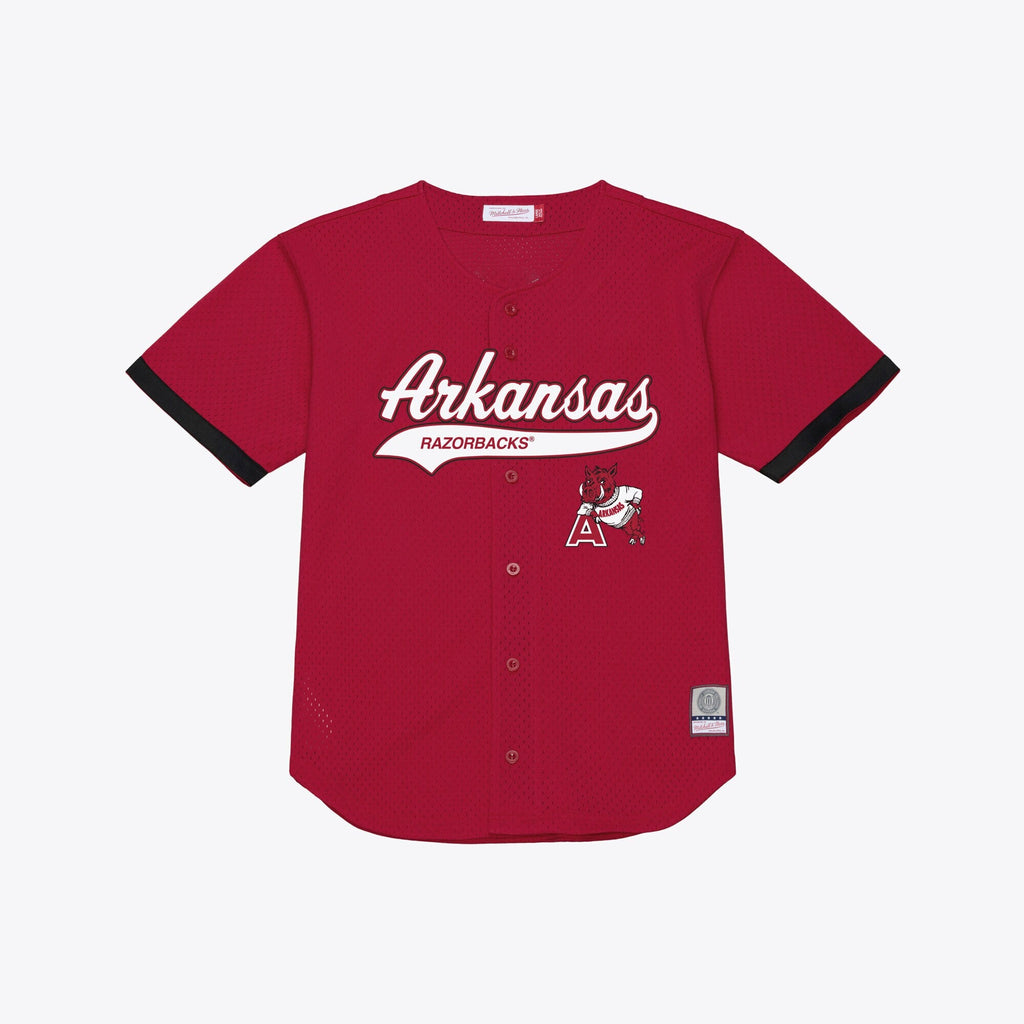 Arkansas Razorbacks Mesh Button-Up Batting Practice Baseball Jersey - Cardinal