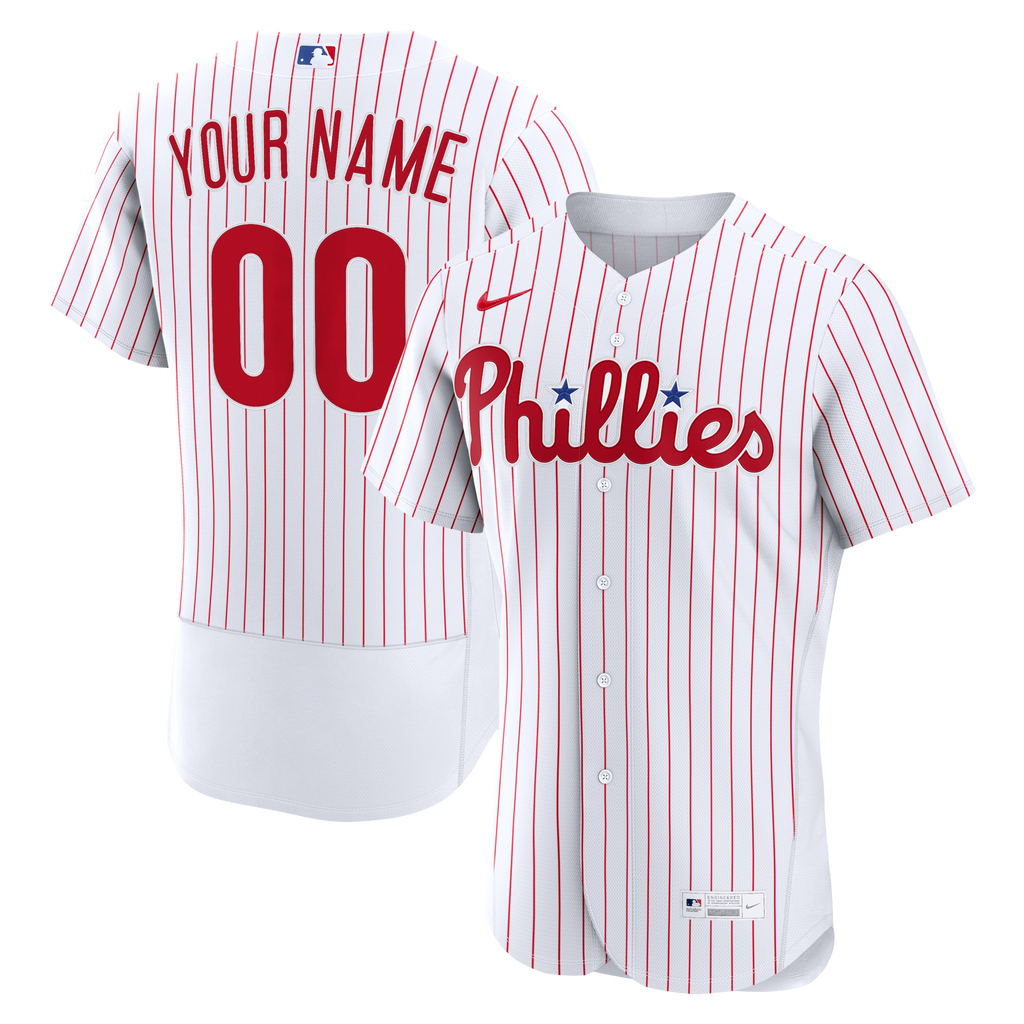 Philadelphia Phillies White Home Authentic Custom Jersey