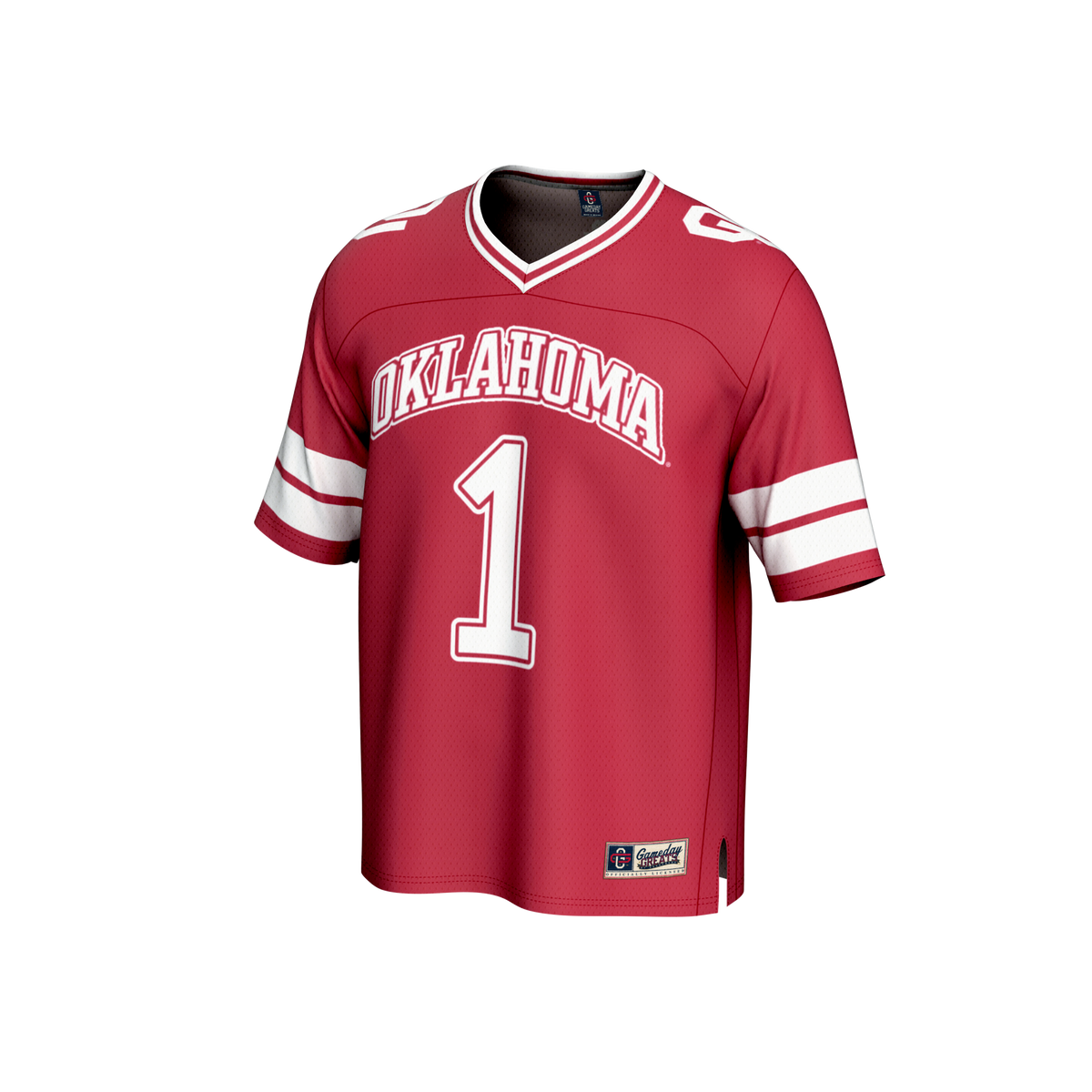 #1 Oklahoma Sooners Lightweight Collegiate Football Fashion Jersey - Crimson