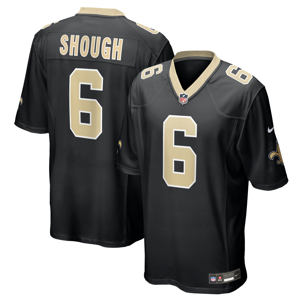 New Orleans Saints Tyler Shough Black Game Jersey