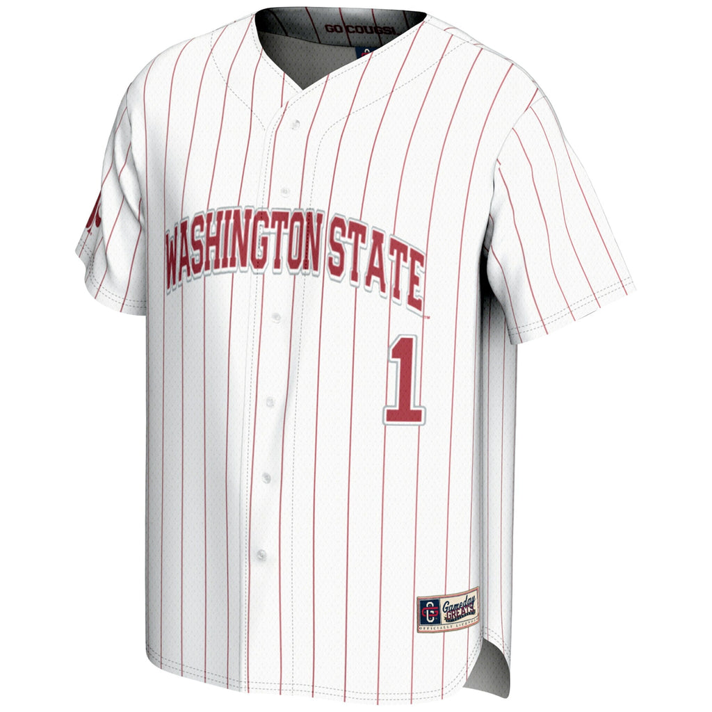 #1 Washington State Cougars Lightweight Baseball Jersey - White