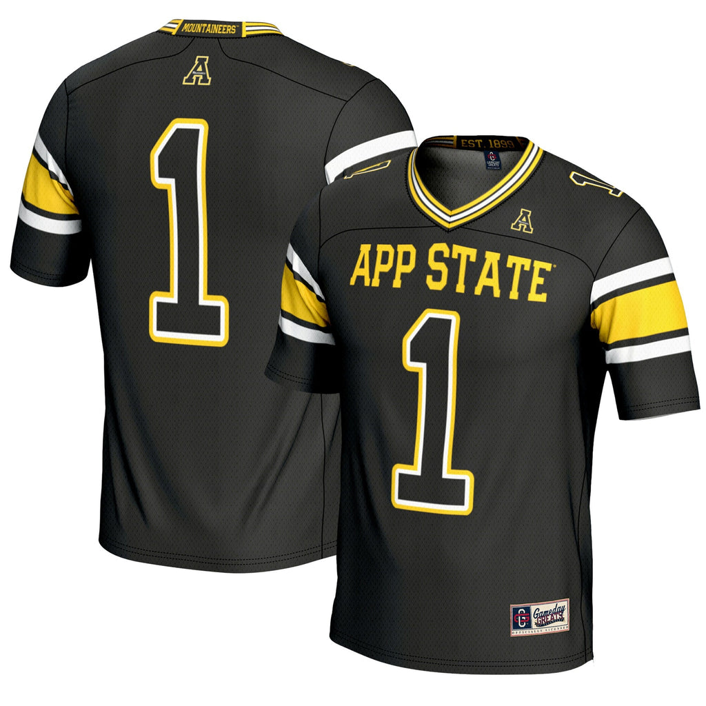 #1 Appalachian State Mountaineers Endzone Football Jersey - Black