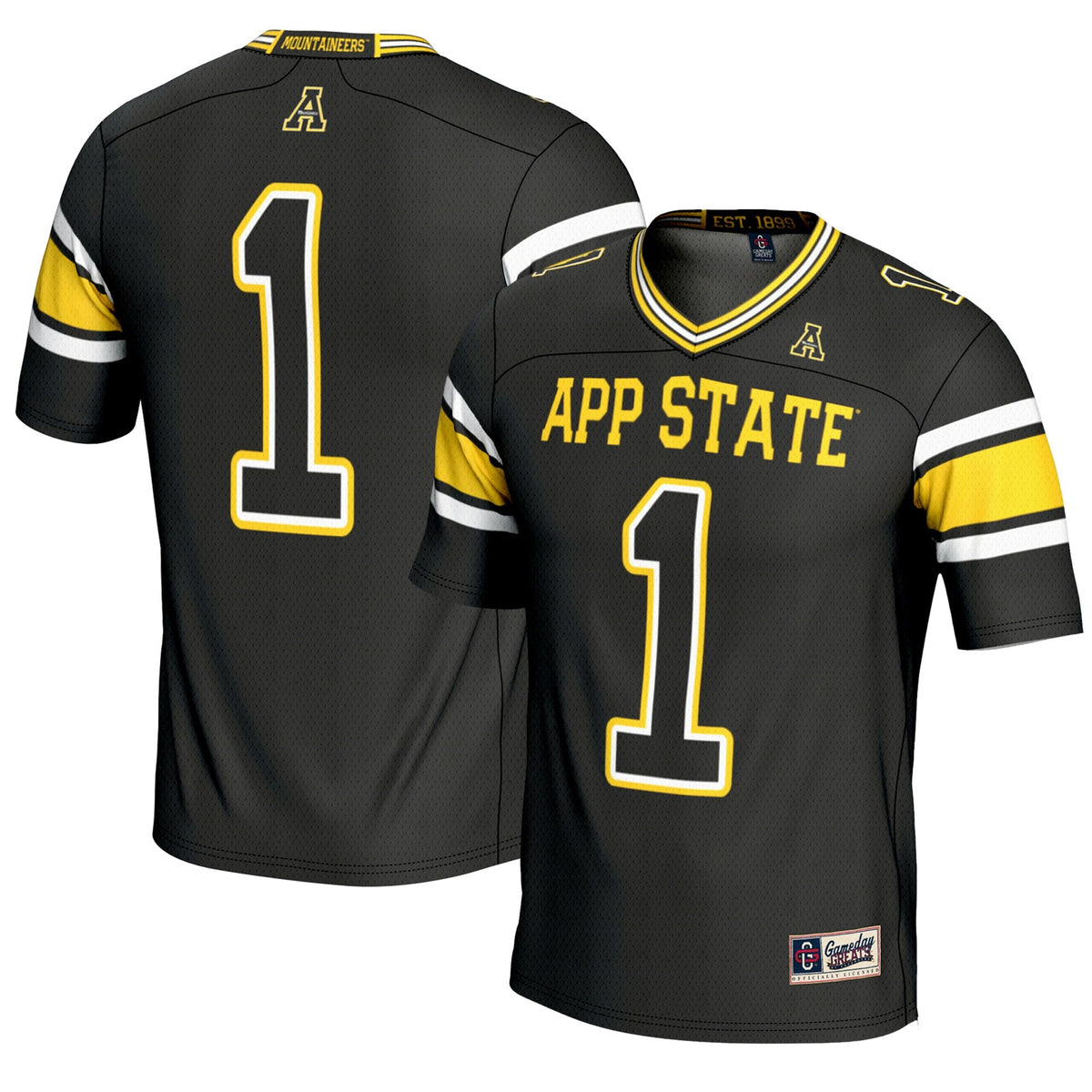 #1 Appalachian State Mountaineers Endzone Football Jersey - Black