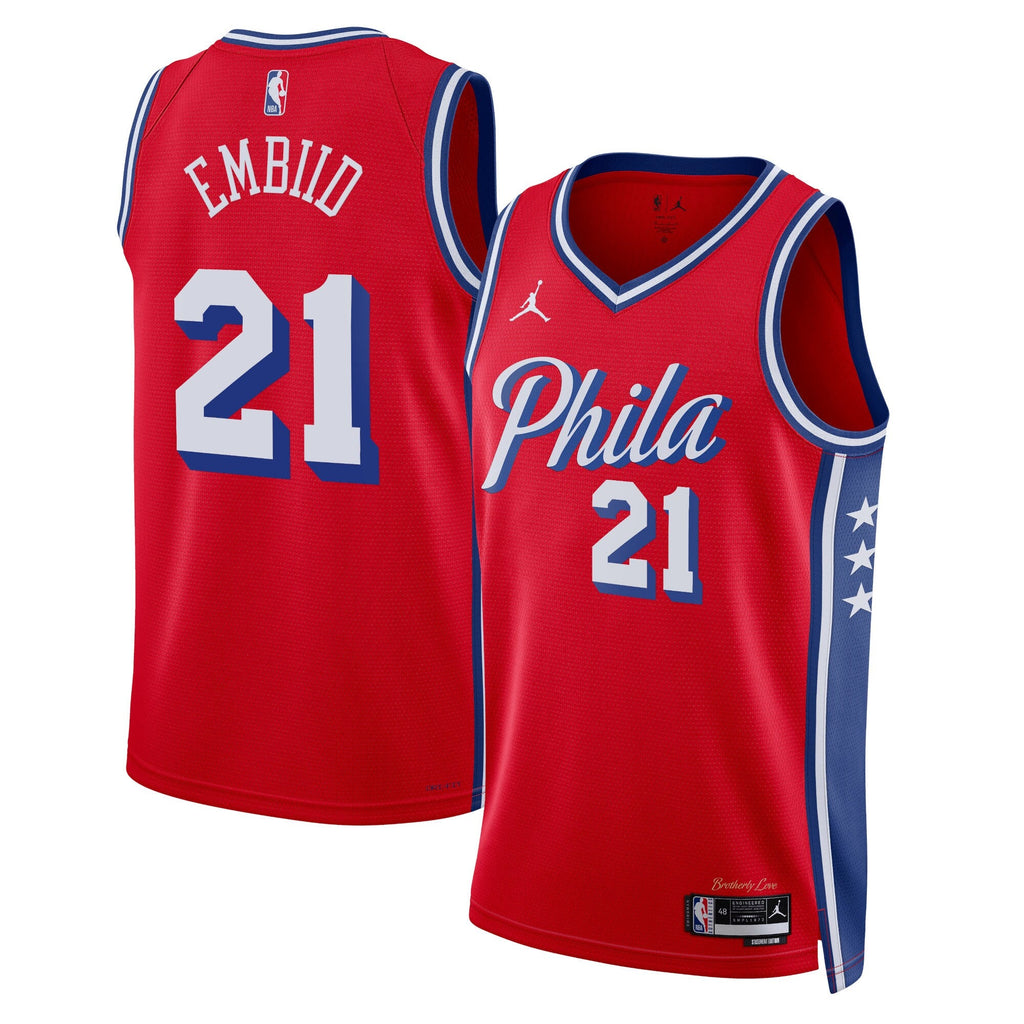 Philadelphia 76ers Statement Edition Swingman Jersey - Red - Joel Embiid