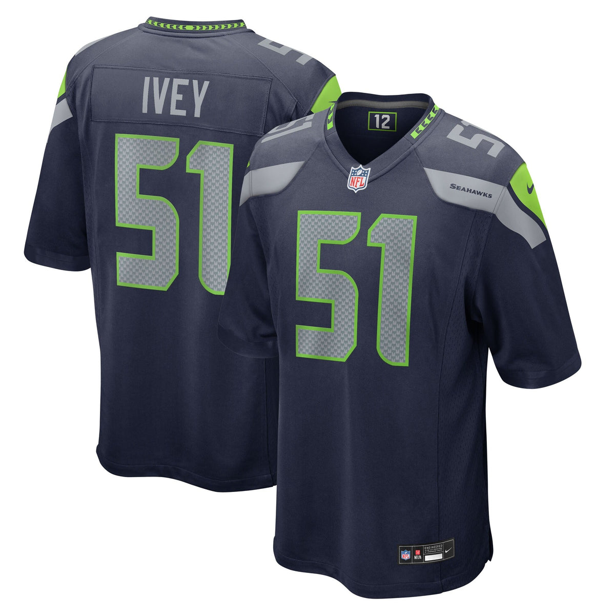 Seattle Seahawks Jared Ivey College Navy Team Game Jersey