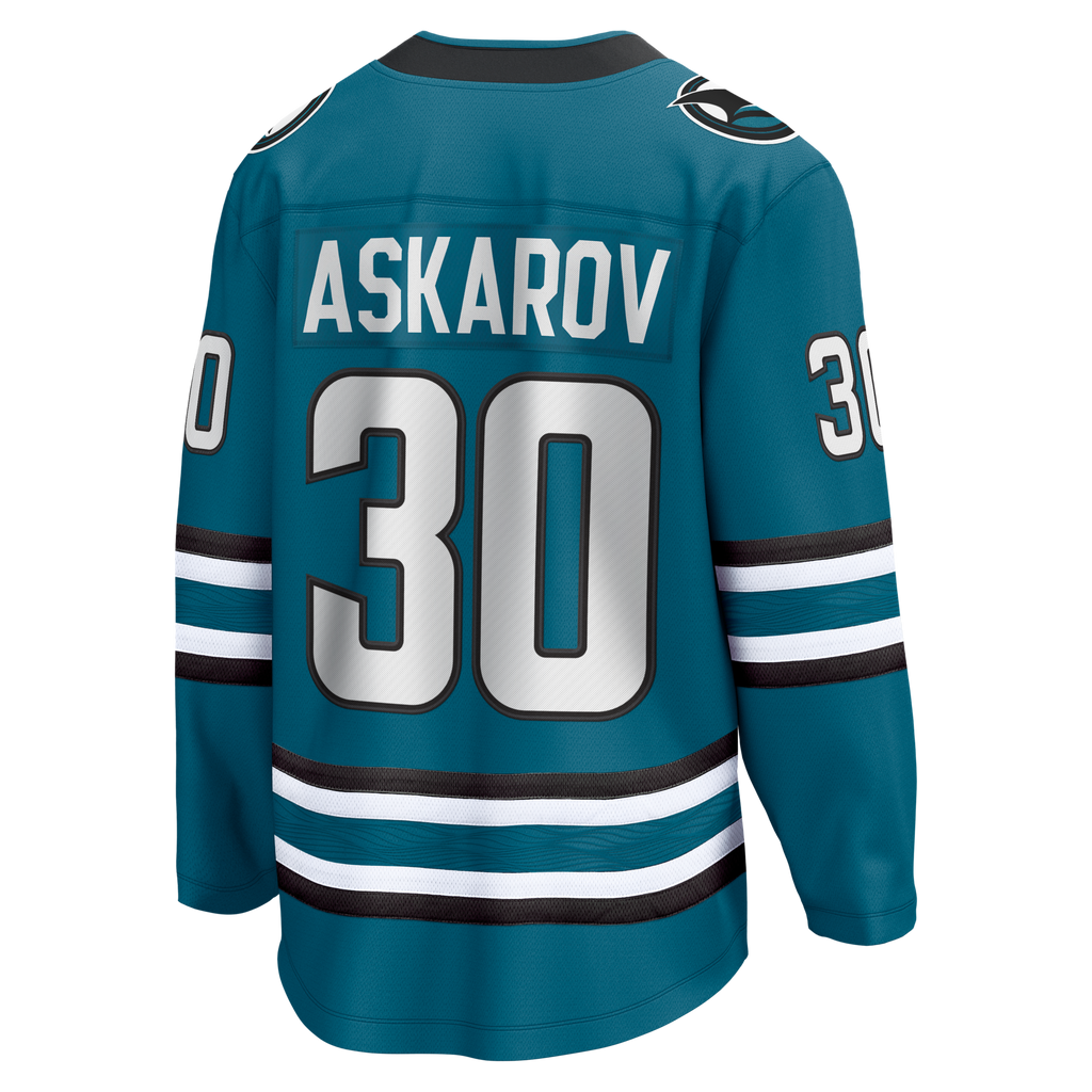 San Jose Sharks Yaroslav Askarov Teal Home Breakaway Jersey