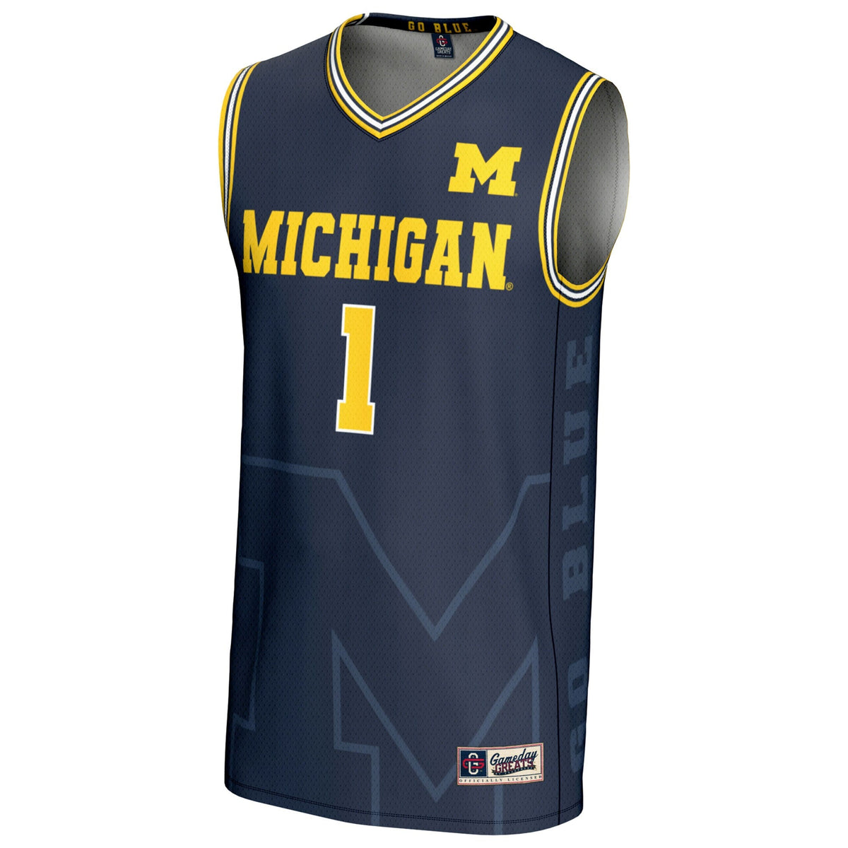 #1 Michigan Wolverines Icon Print Lightweight Basketball Fashion Jersey - Navy
