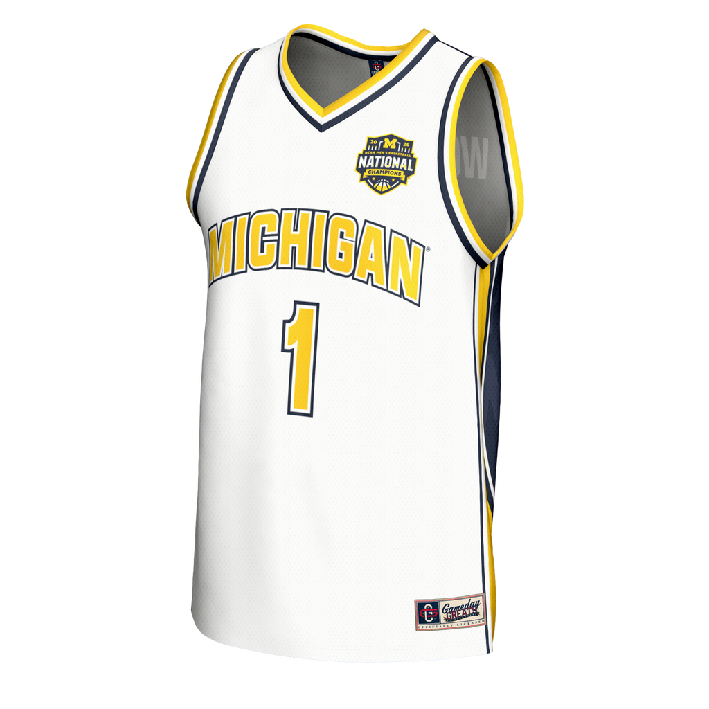 Michigan Wolverines 2026 NCAA Basketball National Champions #1 Commemorative Fashion Jersey - White