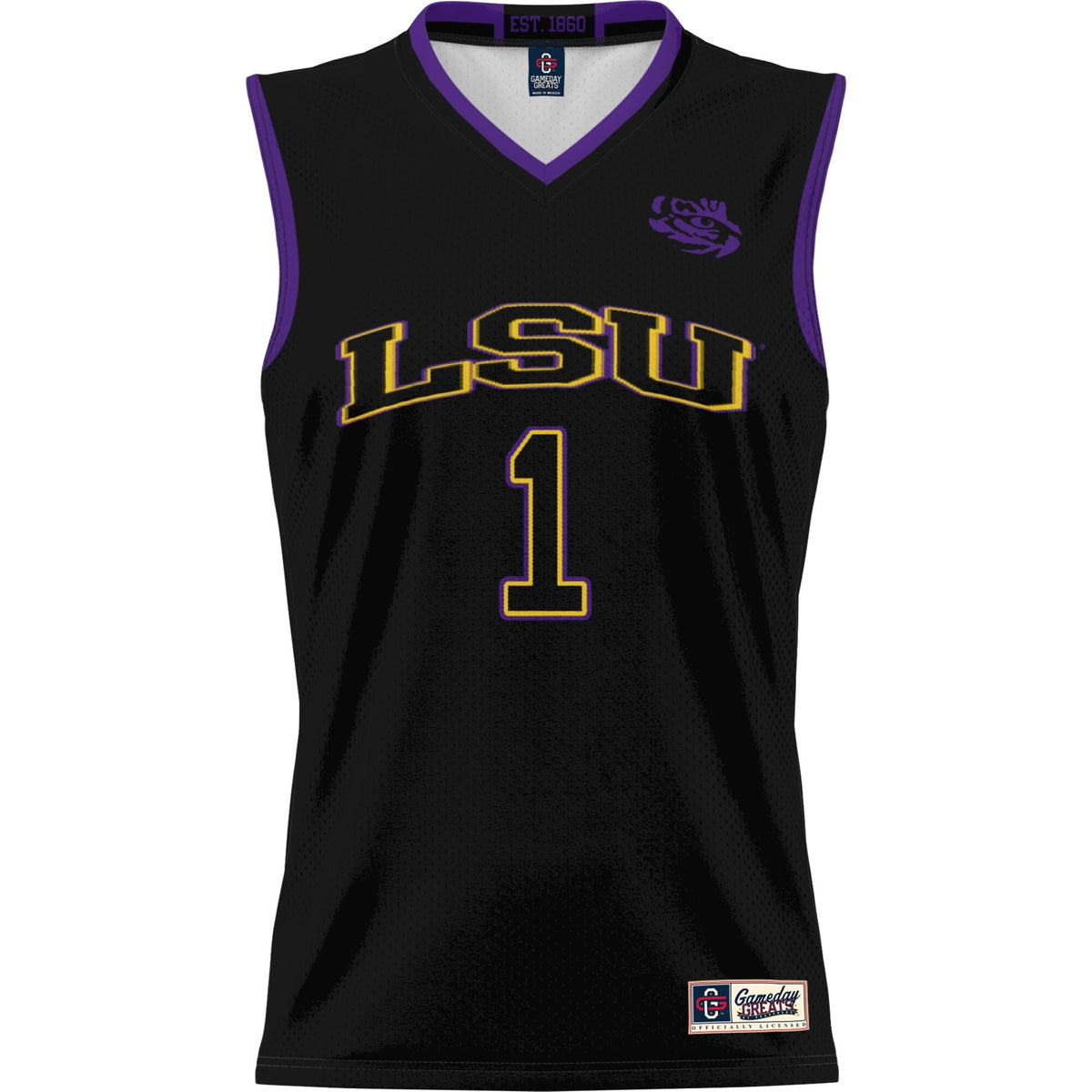 Male #1 Black LSU Tigers Lightweight Basketball Jersey