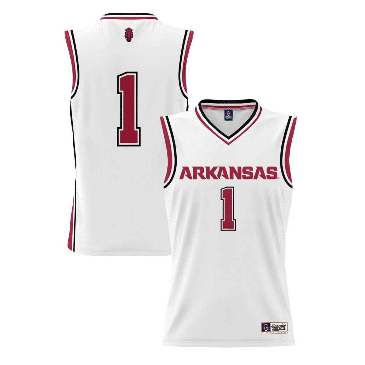 #1 Arkansas Razorbacks Lightweight Basketball Jersey - White