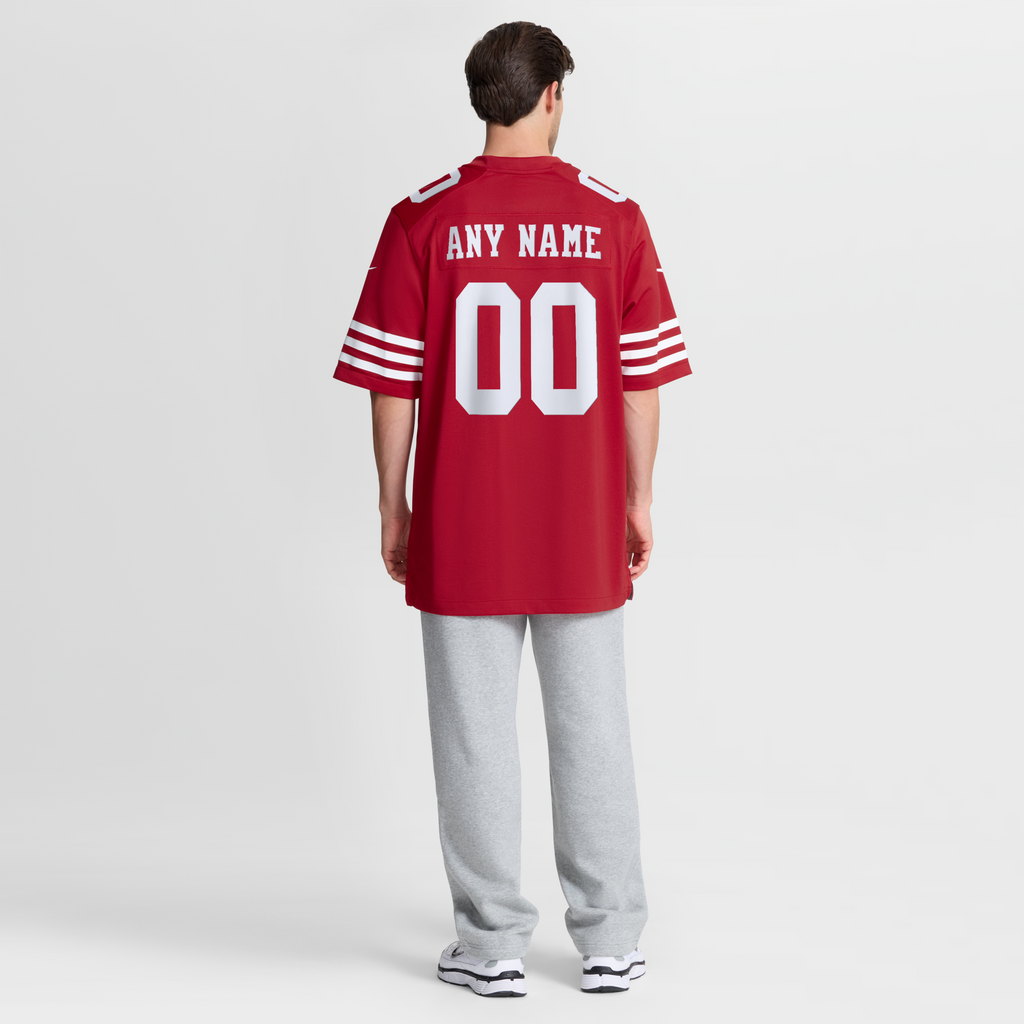 San Francisco 49ers Scarlet 80th Anniversary Custom Game Jersey