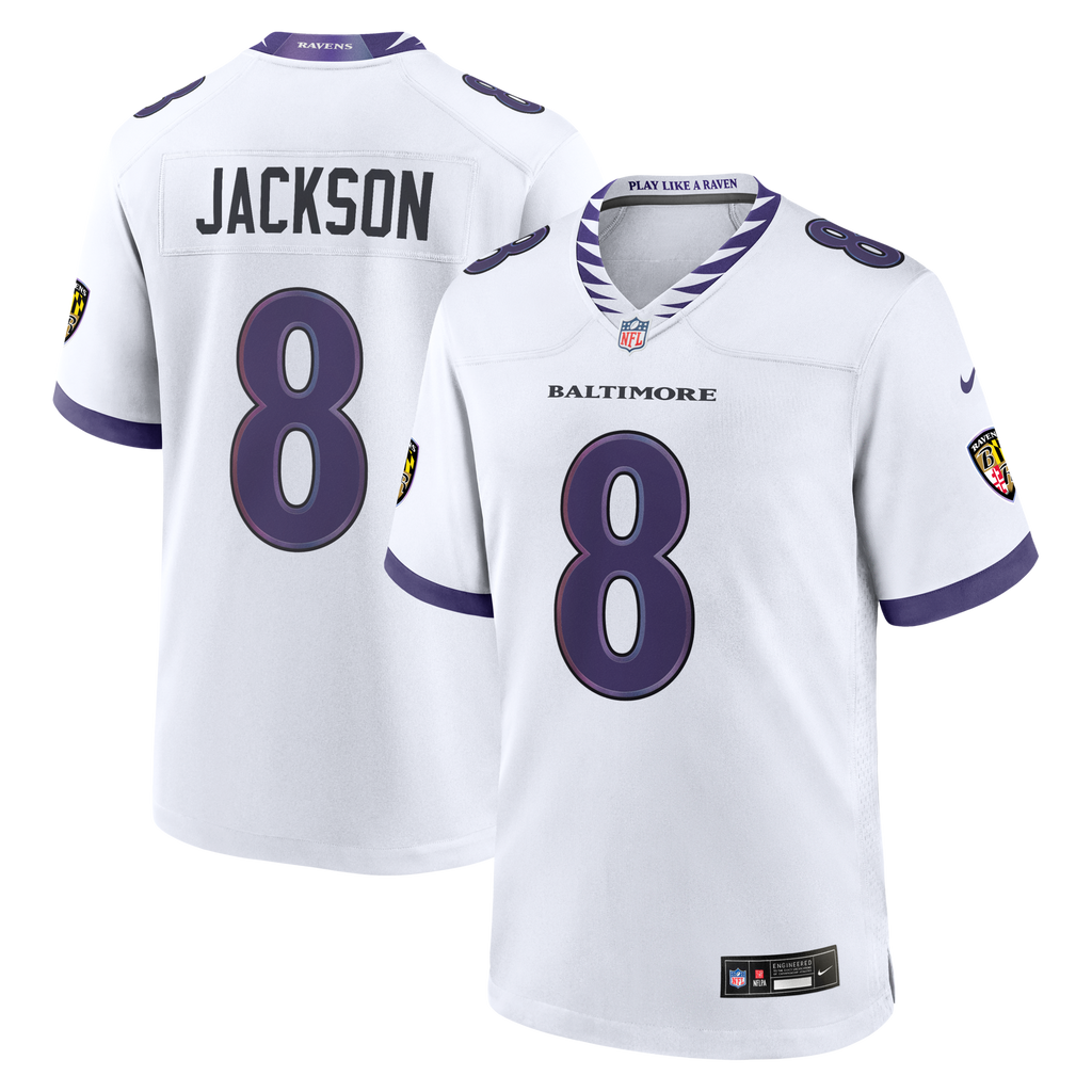Baltimore Ravens Lamar Jackson White Game Jersey