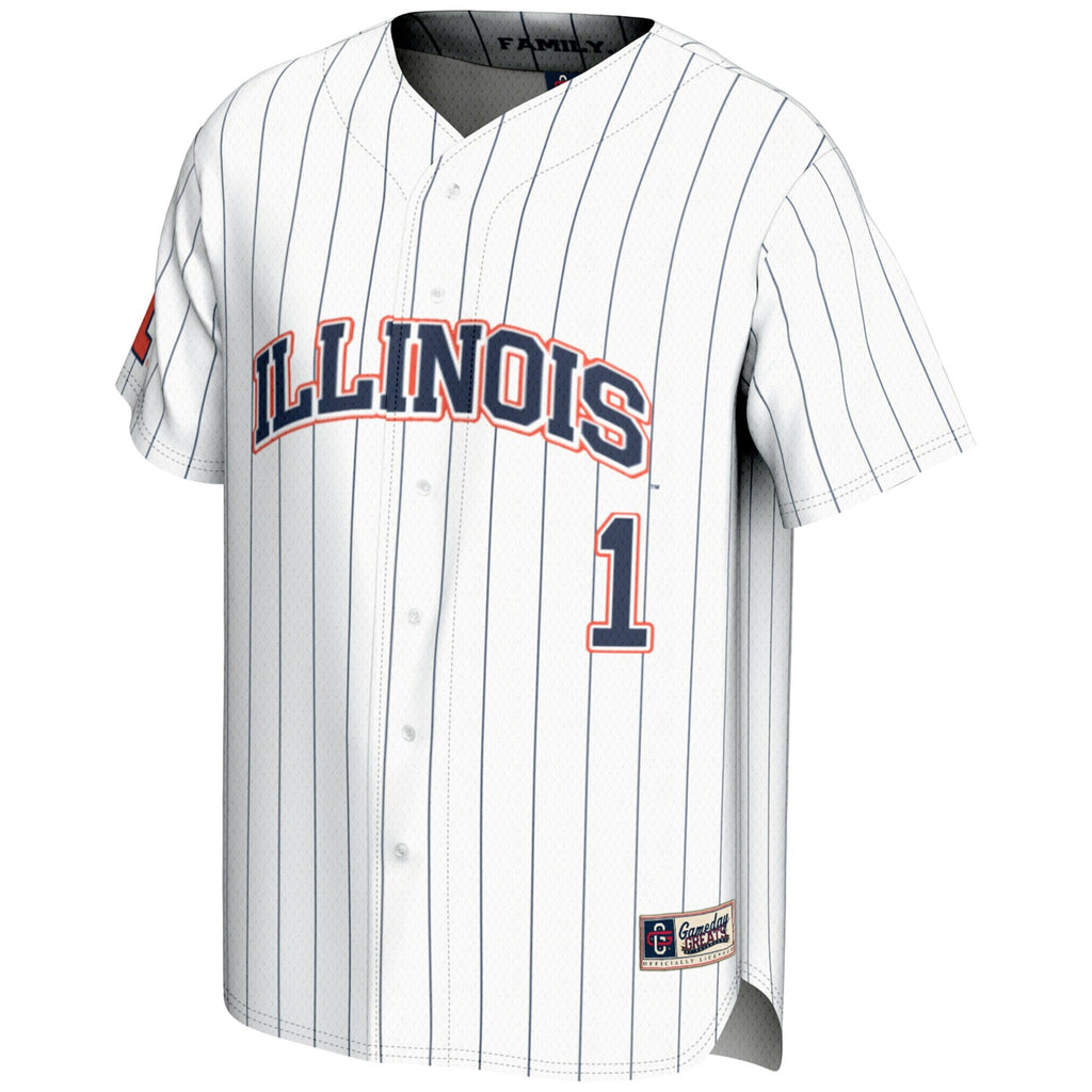 #1 Illinois Fighting Illini Lightweight Baseball Jersey - White