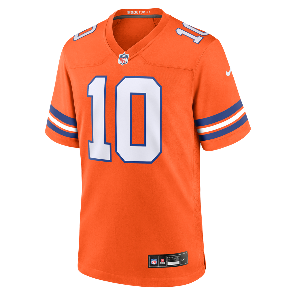 Denver Broncos Bo Nix Orange Mile High Collection 1977 Throwback Player Game Jersey