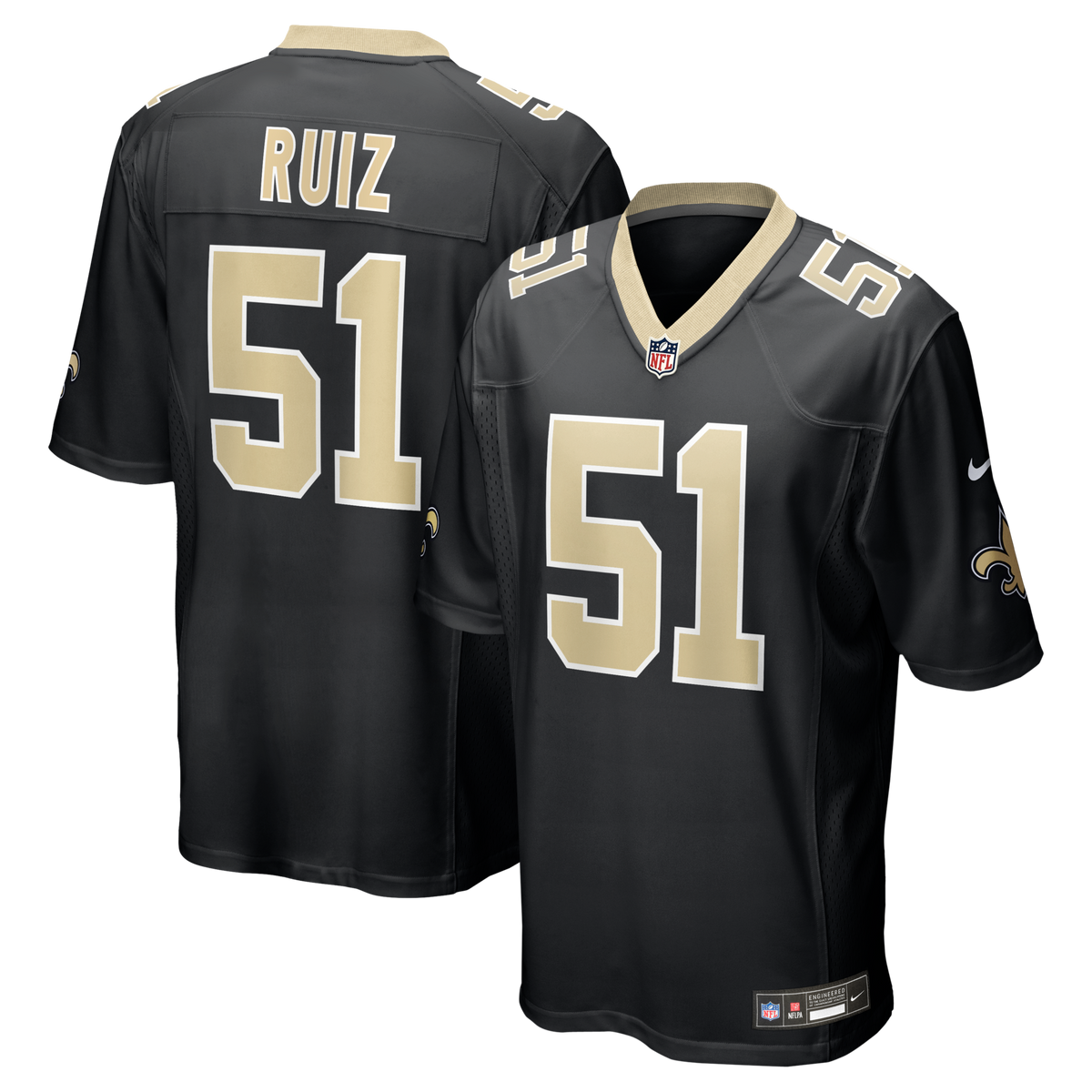New Orleans Saints Cesar Ruiz Black Game Jersey