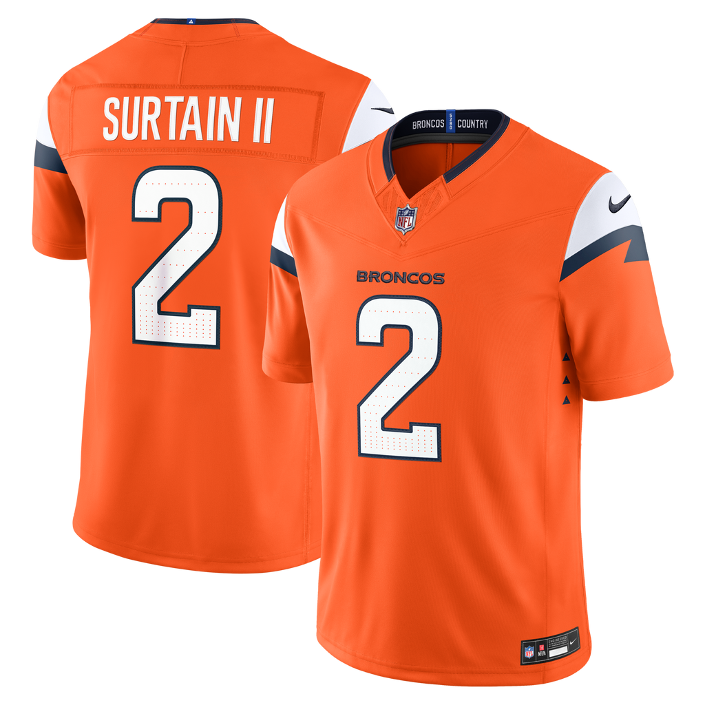 Denver Broncos Patrick Surtain II Orange Team Vapor F.U.S.E. Stitched Limited Jersey