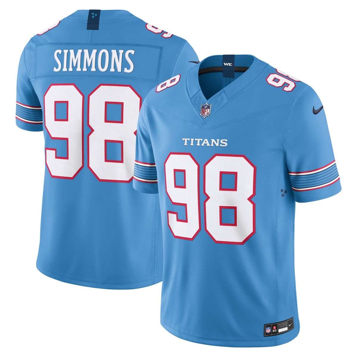 Tennessee Titans Jeffery Simmons Light Blue Team Vapor F.U.S.E. Stitched Limited Jersey