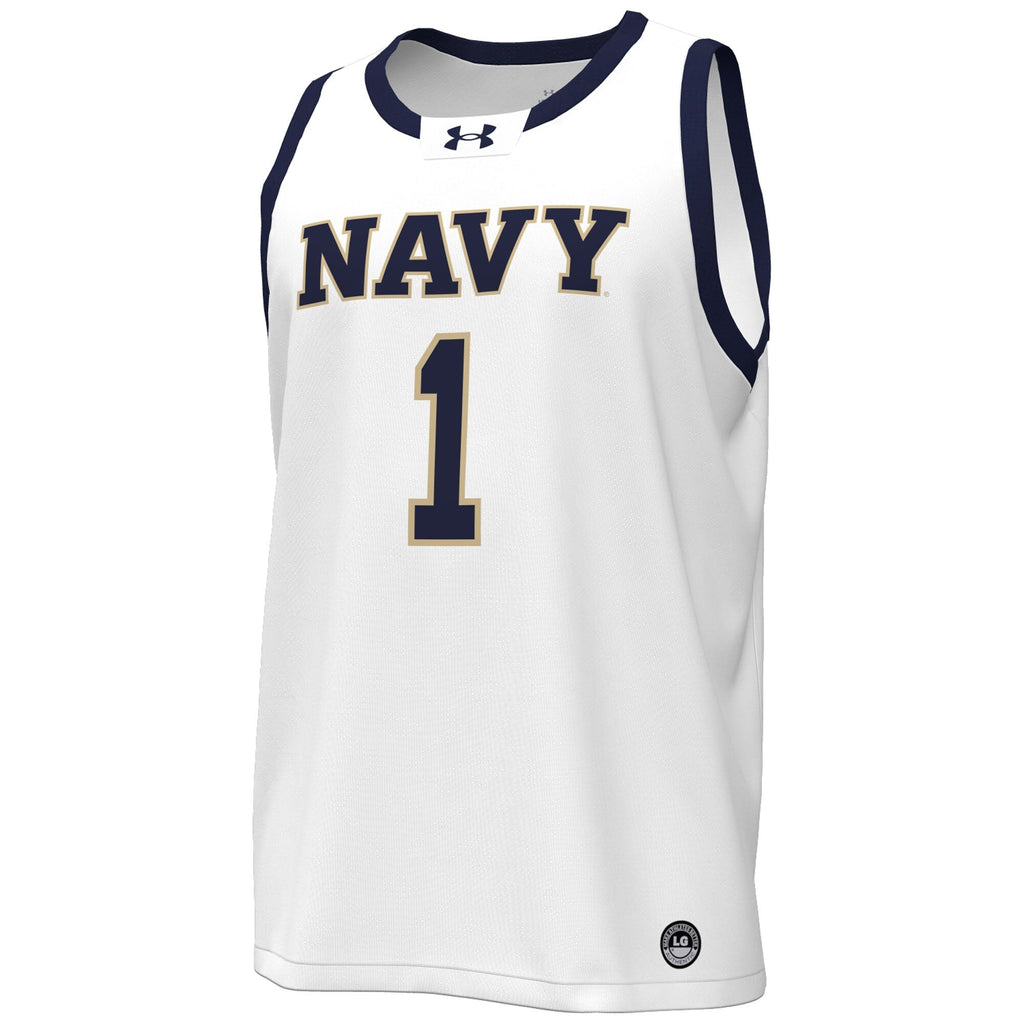 Navy Midshipmen #1 Replica Basketball Jersey - White