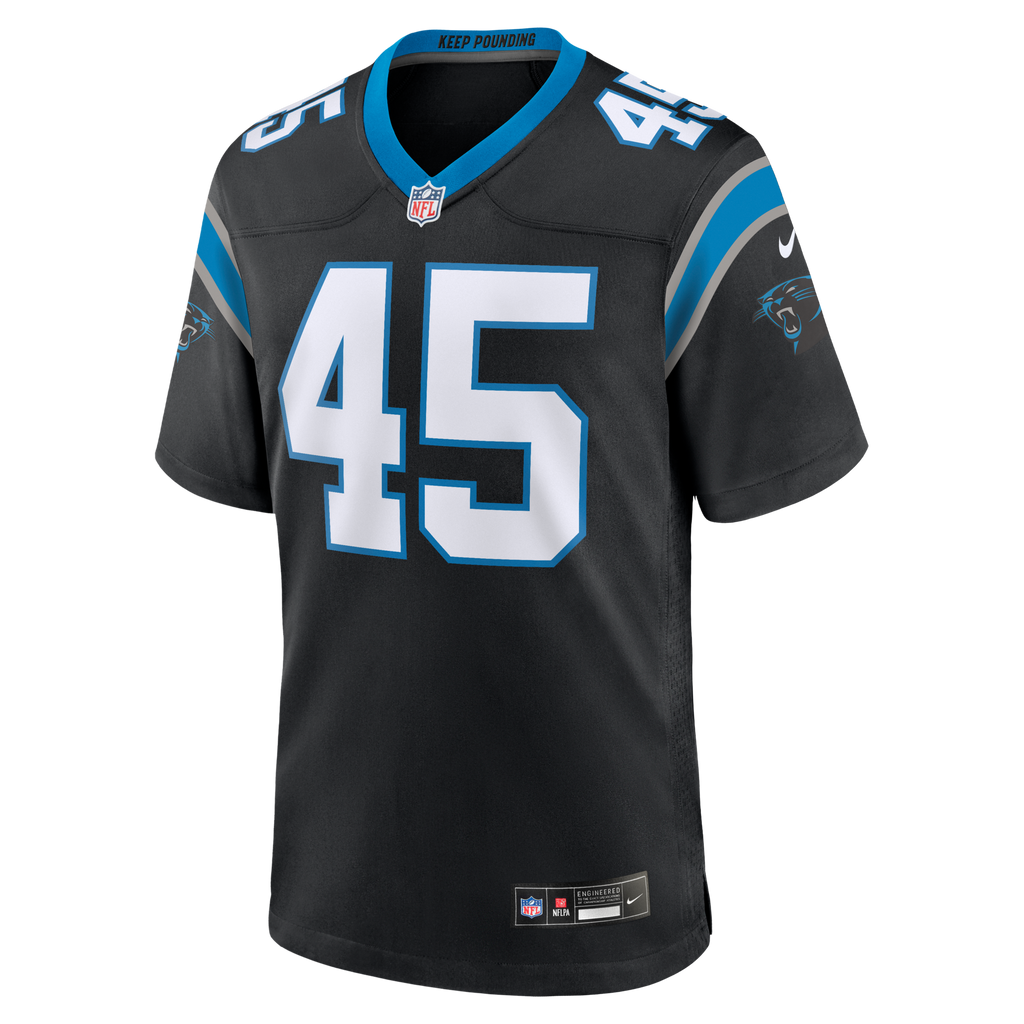 Carolina Panthers Maema Njongmeta Black Game Jersey