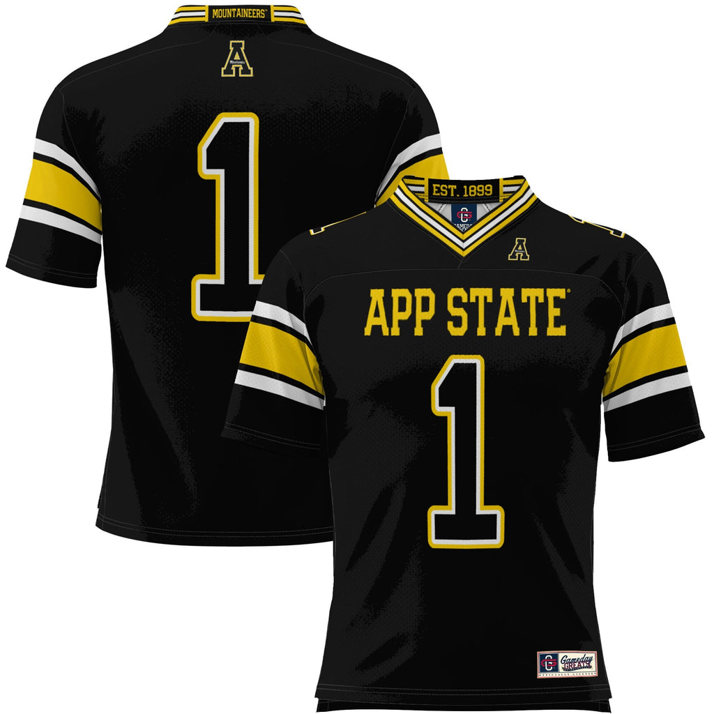 #1 Appalachian State Mountaineers Endzone Football Jersey - Black