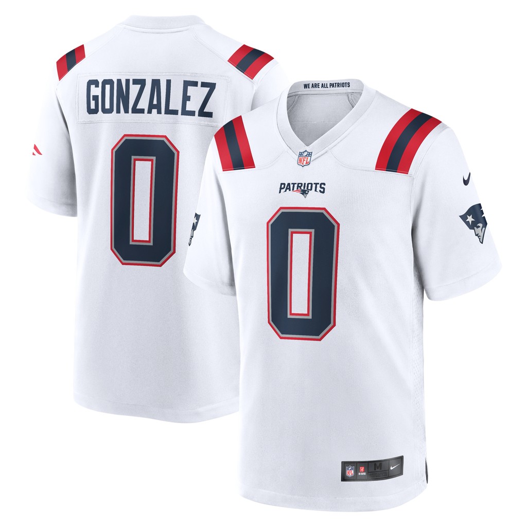 New England Patriots Christian Gonzalez White Game Jersey